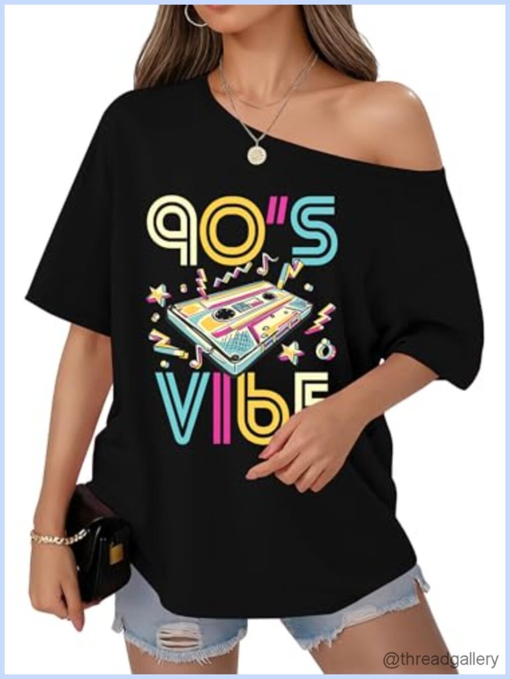 80s Off Shoulder Shirt Retro Disco Party Top Womens Oversized